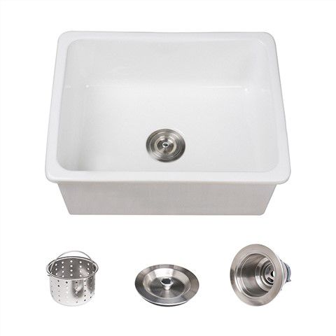 Fregadero de la cocina de porcelana blanca